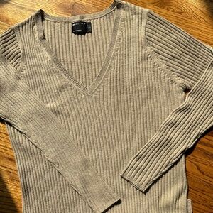 ASOS long sleeved, v-neck ribbed dress